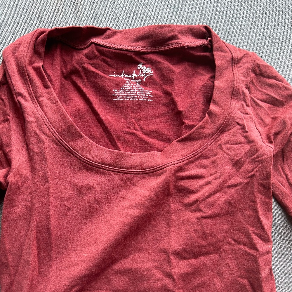 Burgundy long sleeve free people top
